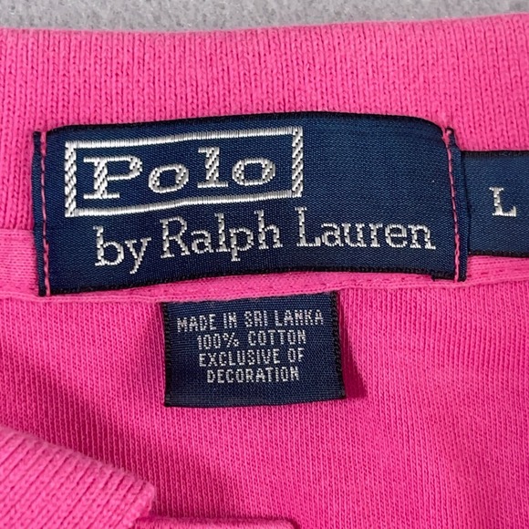 Polo Ralph Lauren Polo Shirt Men Large Pink Short Sleeve Classic Fit Preppy - Picture 6 of 8